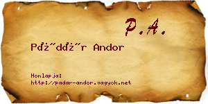 Pádár Andor névjegykártya